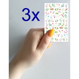 Nail Stickers Decal Transfers (5 Sheets) FLONZNAIL Flowers Garden Wildflowers Watercolor Art Deco Illustration