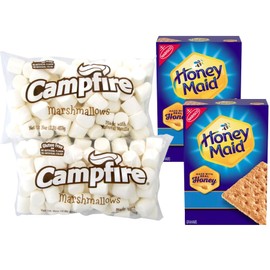 Value Pack [2 Pounds] Campfire Marshmallows with [2 Boxes] of Graham Crackers [14.4oz Each]