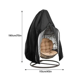 Egg Chair Cover WorthPlanet Patio Hanging Chair Cover 75 H x 45 W Inches Waterproof Egg Swing Chair Covers with Zipper Buckle and Drawstring W200002