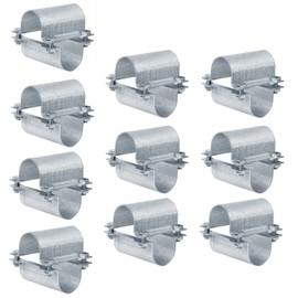 10 Set 1-5/8" OD Greenhouse Cross Grid Pipe Connector Clamps Purlin Bracket Galvanized Steel Chain Link Fence Clamps Hothouse Pipe Fitting Clip with Bolts & Nuts, Fit Nominal Size 1-1/4" Steel Pipe