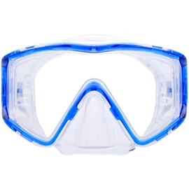 EVO Tiburon 3-Lens Panoramic Dive Mask - Scuba Diving Mask - Diving Masks for Adults - Scuba Diving Accessories - Scuba Gear - Dive Mask - Scuba Masks - Dive Gear - Scuba Diving Gear (Blue)
