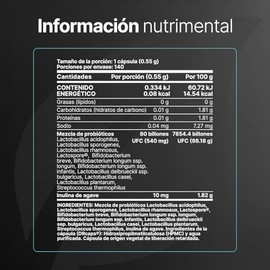B Life Probióticos 80 Billones con 11 Cepas Potenciadas con Inulina de Agave | 140 Cápsulas Veganas de Liberación Retardada para mas de 4 Meses