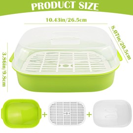 DOERDO Microwave Steamer with Lid, Plastic Vegetable Steamer for Cooking Vegetables and Seafood, 10.4x8.1 Inch, Green