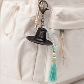 Traditional God Keyring Miniature Jade Green Mint Tassel Keychain Korean Souvenir Foreign Gift Color Random Color Random / 전통 갓 키링 미니어처 옥색 민트 태슬 열쇠고리 한국기념품 외국인선물 색상랜덤 색상 랜덤