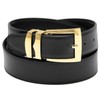 Men's Belt Reversible Wide Bonded Leather Gold-Tone Buckle GREEN/Black 38