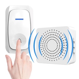 Wireless Doorbell with 2 Receivers, Door Chime Kit, Door Bells Wireless Cordless, 38 Melodious Chimes with Free Switching, 3 Volume Levels, Easy Installation - White