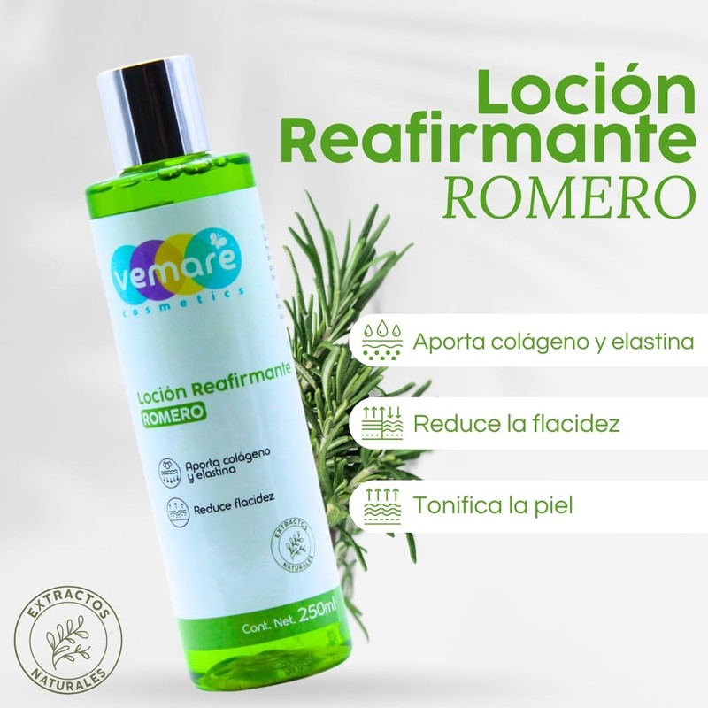 Vemare Cosmetics Loción Reafirmante de Piel con Extracto de Romero