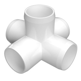 FORMUFIT F0015WC-WH-4 5-Way Cross PVC Fitting, Furniture Grade, 1" Size, White (Pack of 4)