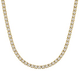 ChainsHouse Gold Plated 3mm Round Cubic Zirconia Classic Tennis Necklace 18 Inch