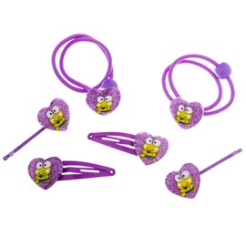 HAARallerliebst 6 Haarspangen Haargummis Haarklammern Set mit glitzernden Herzen mit Fröschen für Mädchen Kinder in Pinker Box