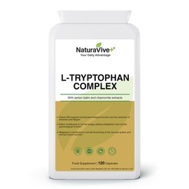 NaturaVive+ L-Tryptophan Complex 120 Capsules | One a Day | with Vitamin B6, Niacin and Magnesium | Food Supplement