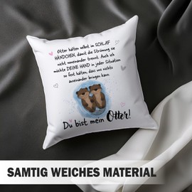 Tassenbrennerei Otter Cushion - Ich möchte Deine Hand in jeder Situation fest halten. Du bist Mein Otter! - Gift for Girlfriend, Boyfriend for Anniversary, Valentine's Day for Men and Women
