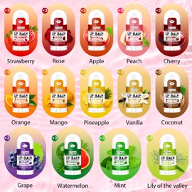 Yopela Mini Lip Balm Bulk 42 Pack, Natural Lip Balms with Vitamin E and Coconut Oil, Moisturizing and Nourishing Dry Cracked Lips,14 Flavors Chap Sticks Small Gift Party Favors for Kids Adults