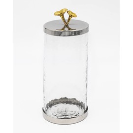 Godinger Canister Storage Container, Glass Storage Canister, Marble with Silver Band - 4x8