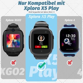 Seltureone Pack of 2 Case for XPLORA X5 Play Tempered Glass Protective Case, Hard PC 360° All-Round Anti-Scratch Anti Dust HD Ultra Thin Protective Case for Xplora X5 Kids Girls - Black