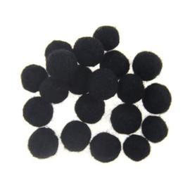 Zasy Bolas de fieltro de aguja de lana pura, bolas de fieltro seco de 15 mm, hechas a mano, 20 unidades (negro)