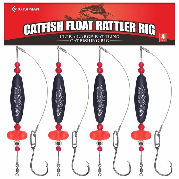 Catfish-Rig-for-Bank-Fishing-Catfishing-Tackle-Floats-with-Rattler-Santee Cooper Rig Equipment(Black-2.5 inch)