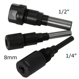 TOPWAY 3 Pieces 1/2 Inch, 1/4 Inch and 8 mm Shank Milling Bit Collet Extension Rod Woodworking Trimming Engraving Milling Extension Adapter