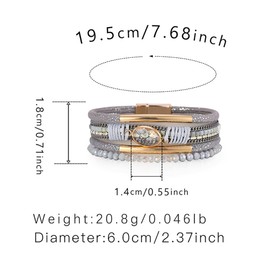 Stocking Stuffers Holiday Outfits for Women 2024 Leather Wrap Bracelet for Women Boho Style Braided Bracelets Multi Layered Cuff Bangles Bracelet Crystal Bead Bracelet Trendy Bracelets Jewelry Gifts for Women Girls(A2)