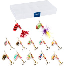 Dr.Fish Fishing Lures Spinnerbait Set, 12pcs Fishing Spinners Kit with Tackle Box Included Spinners Lure Set French Blade for Trout Bass Freshwater(2.4-4.4g)