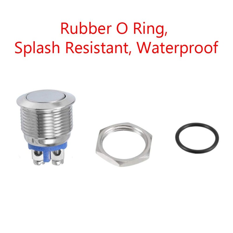 ESUPPORT Car 16mm Momentary Stainless Metal Push Button Switch Pack