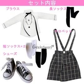 GeekDwarf [6-Piece Set] 1/3 Doll Clothes, Figure, Costume, Beautiful Girls, Casual, Sneakers, Shoes, JK, Uniform, Overalls, Miniskirt, Socks (Full Set of 6)