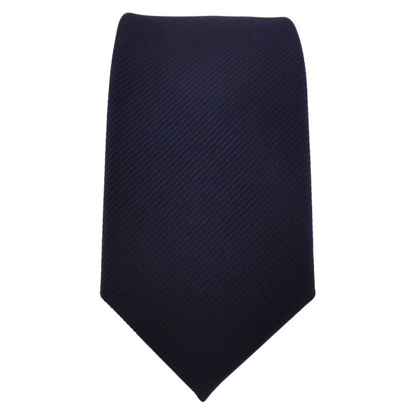 TigerTie - Slim Designer Tie in Plain Rips Patterned, Blue,