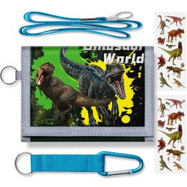 Kids Wallets for Boys & Girls Ages 4-18, Toddler Trifold Dinosaur Wallet With 9 Card Holders, Novelty Wallet for Children's Birthday Gifts