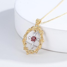 CRWENG Cross Rose Necklace for Women 925 Sterling Silver Thorn Pendant Necklace Religious Jewelry Gift for Lovers and Friends (Oval)