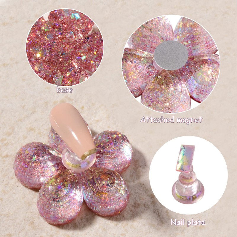 10pcs Magnetic Pink Nail Art Holder Nail Art Stand Nail