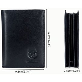 BULLCAPTAIN Leather Men Wallet RFID Genuine Leather 15 Card Slots Wallet Credit Card Holder