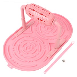 Pet Slow Feeder Mat Toy Interactive Silicone Pet Feeding Puzzle Pad with Food Dispensing Roller for Dog Cat Pink