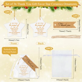 Inbagi 36 pcs Thank You Christmas Ornament May You Be Proud of The Work Employee Appreciation Gifts Inspirational Star Ceramic Hanging Plaque Christmas Ornaments for Coworkers Teacher