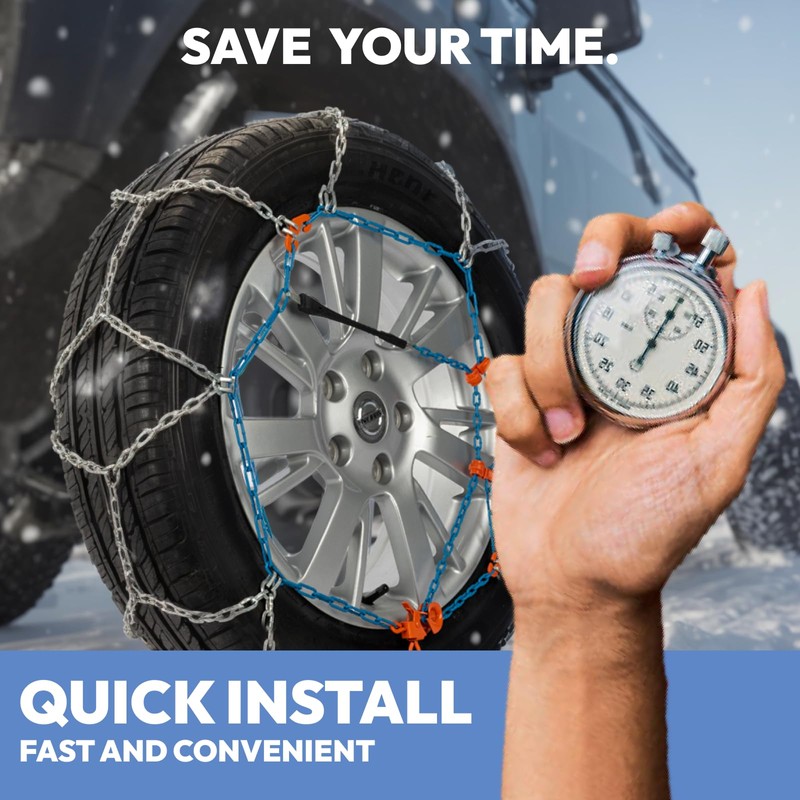 SNOCATENA Snow Chains for Car,SUV and Pickup,Universal Emergency Tire chains,Set
