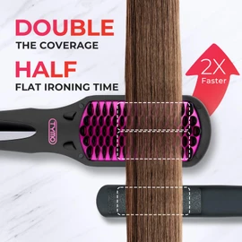 TYMO Ionic Hair Straightener Brush - One-Step Hair Straightener for Women, Straightening Brush with Negative Ions, 16 Temp Settings, LCD Display, Dual Voltage, Hot Comb Flat Iron for Frizz-Free Styles