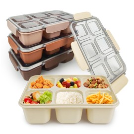 greenandlife 4 Pack Snack Containers, Reusable 6 Compartments Bento Snack Box, Meal Prep Lunch Containers for School Work Travel, Divided Food Storage for Kids Adults