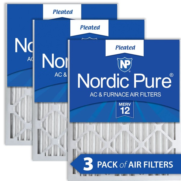 Nordic Pure 20x35x2 MERV 12 Pleated AC Furnace Air Filters 3 Pack