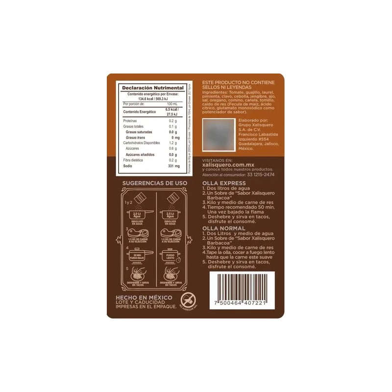 Pack 3 Piezas Sazonador En Polvo De Barbacoa Xalisquero 60g