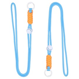 PATIKIL 2 Pcs Paracord Lanyard Necklace, Paracord Lanyard with Split Ring & Clip, Color Matching String for Outdoor Activities, Bag Pendant, Keys, Blue & White & Orange