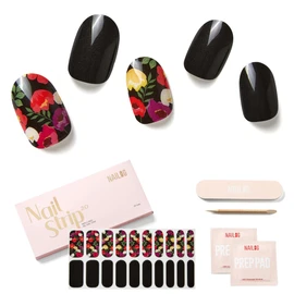 NAILOG Nail Stickers (20 Pieces), Curing Type, Gel Nail Stickers, Long Lasting, Salon Quality, Art Design, Glossy, Cute, Christmas, Winter, Black, Flower | Adale