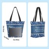 Musealia Christian Gifts Canvas Tote Bag Blue Butterfly Daisy Flower