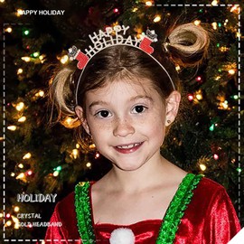 Acenail Happy New Year Headband Rhinestone Happy Holiday Headpiece New Year’s Eve Headbands Festival Party Supplies Headwear Holiday Hair Accessories for Women Girls (D-Holiday)