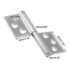 Bonsicoky 4Pcs 3 Inch Lift Off Hinges, 304 Stainless Steel Detachable Hinges, Detachable Door Hinge for Window Cabinet Door