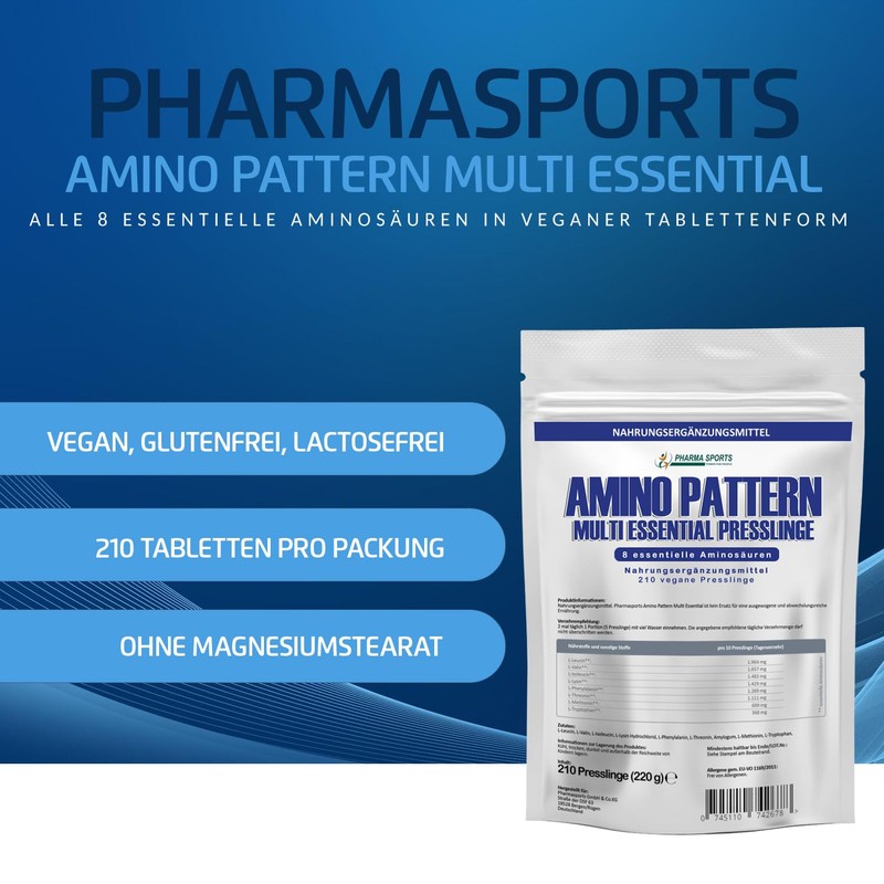 Amino Pattern Multi Essential Aminosäuren - 210 vegane Presslinge/Tabletten für