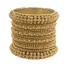 I Jewels 18k Gold Plated Indian Wedding Bollywood Designer Multiple Embellished with Stone Bracelets Bangles Set for Women (ADB423-c)