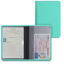 kwmobile Registration and Insurance Holder - Car Document Holder for Vehicle Documents and Cards - PU Leather - Mint