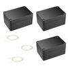 Junction Box Waterproof IP66, Black Electronic Project Box, Outdoor Junction Box, Electrical Accessories Housing Plastic, Pack of 3, 100 x 68 x 50 mm