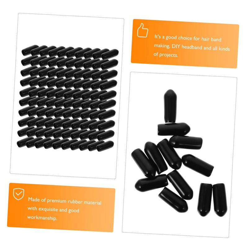 WOONEKY Headwear Supply 100pcs Rubber End Caps for Hair Band
