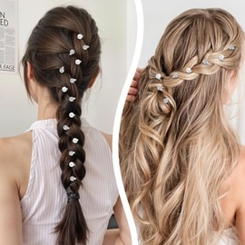 Nogeqi 40PCS Mini Rhinestone Pearl Hair Clips, Cute Tiny Sparkly Crystal Hair Pins Decorative Elegant Silver Wedding Bridal Pearl Accessories for Girls Women Daily Use, Parties, Wedding