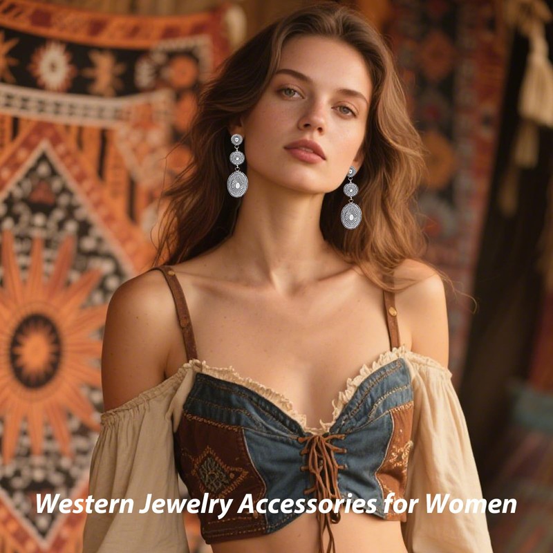 Western Belt for Women Western Jewelry Set with Earrings Chain